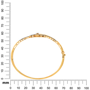 Elegant Women's Yellow Gold <b>Bangle</b> <b>Bracelet</b> with Classic Floral Leaf-Inspired Design Lab Grown Diamond Pave Detailing - Product Image 4