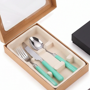 Ensemble de couverts modernes avec manches en résine turquoise, en acier inoxydable, compatibles lave-vaisselle, pour les tables de mariage - Product Image 6