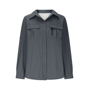 Chemise de pêche pour femmes avec logo personnalisé, 100% polyester, protection UV, manches longues, design de randonnée, légère, respirante - Product Image 6