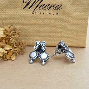 Meera Jaipur Nail Silver <b>Fashion</b> <b>Stud</b> <b>Earrings</b> Stylish and Elegant Accessory - Product Image 3