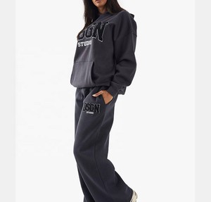 <b>Women's</b> Casual Winter Oversized Tracksuits 2-Piece Set with Zipper <b>Jacket</b> and Flare Pant Sportswear Clothing - Product Image 3