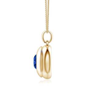 14K 18K Pure <b>Gold</b> Round Cut 9MM 2.5Ctw Blue Sapphire Men’s Medallion <b>Pendant</b> With Chain High Quality IGI Certified Stone <b>Pendant</b> - Product Image 4