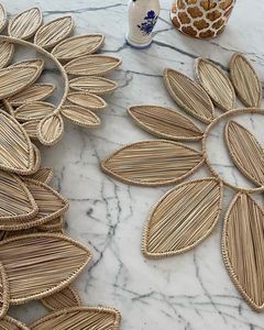 Set de table en rotin tressé à la main de style tropical, en forme de feuille, naturel, pour décoration de table bohème, accessoire de maison écologique - Product Image 3