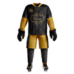 Uniforme de hockey sur glace Lions, coton/fibre de bambou sublimé, col en V, manches longues, évacuation de l'humidité, vêtements de sport d'hiver pour hommes adultes, devant - Product Image 2