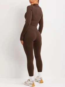 Ensemble de sport 3 pièces de haute qualité pour femme : soutien-gorge de sport, veste zippée et leggings, extensible dans quatre directions, séchage rapide pour l'entraînement - Product Image 4