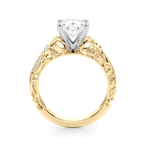 IGI Certified Oval Cut Lab Grown Diamond <b>Nature</b> <b>Inspired</b> Leaf <b>Ring</b> with Round Diamond Accents 10K 14K 18K Gold 925 935 Silver - Product Image 4
