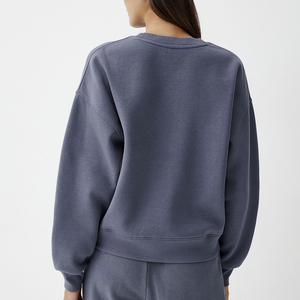 Sudadera azul para mujer con cuello alto y orificio para el pulgar, ropa informal elegante para invierno - Product Image 2