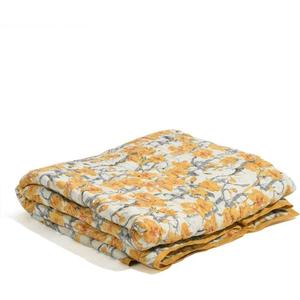 Couverture matelassée 100 % coton biologique, motif floral moderne jaune, ensemble de couette en coton matelassé, pour toutes les saisons, usage domestique, motif jaune et gris - Product Image 4