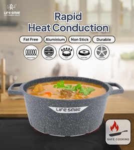 Ensemble de casseroles en granit antiadhésif de qualité supérieure, 10 pièces, avec couvercles à bord en silicone, base compatible induction et gants en silicone inclus - Product Image 4