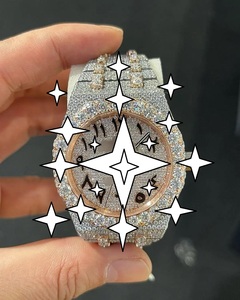 Montre mécanique de luxe pour homme, boîtier carré, édition limitée, antique, sertie de moissanite, analogique, acier inoxydable, verre, 41 mm - Product Image 1