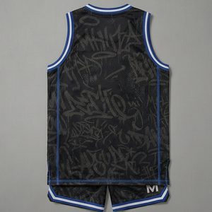 MALUZA Ensemble de maillot de basket-ball en maille respirant grande taille de haute qualité pour l'été, style streetwear, avec motif graffiti personnalisé - Product Image 3