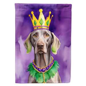 Drapeau de jardin multicolore Weimaraner King Mardi Gras Boîte aux lettres Bannière de jardin décorative pour patio Oeuvre d'art pour parterres de fleurs - Product Image 1