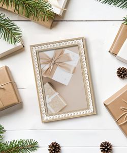 Marco de Fotos Rústico de Madera con Cuentas de Madera, Marco de Pino Vintage para Decoración de Pared, Ideal para Navidad y San Valentín - Product Image 3