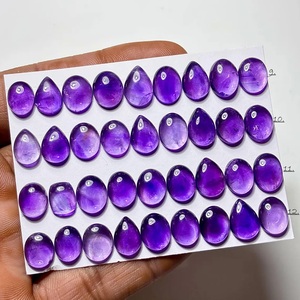 Cabochon d'améthyste naturelle, pierre précieuse de quartz en vrac, formes ovale, poire, ronde, pour la fabrication de bijoux, bagues, pendentifs - Product Image 2