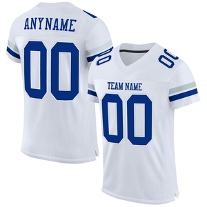 Wholsale Direct Industry Best Selling Custom White Royal-<b>Silver</b> <b>Mesh</b> Authentic Football Jersey - Product Image 1
