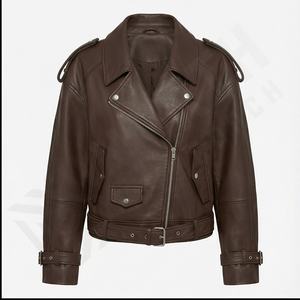 Ropa de calle transpirable para mujer, moda, diseño personalizado, chaqueta de cuero marrón, chaqueta de cuero personalizada para mujer 2025 - Product Image 1