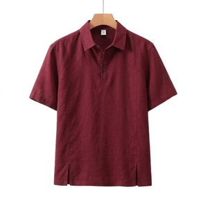 Chemise Homme en Lin 100% Style Italien, Couleur Unie, Vintage, Manches Courtes, Décontractée, pour Affaires, Fêtes et Vacances, Vente en Gros - Product Image 2