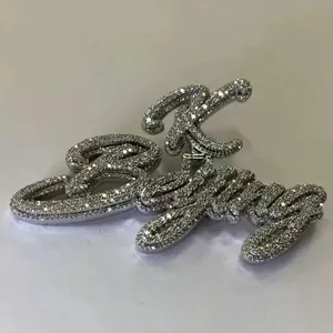 Pendentif personnalisé en moissanite, argent sterling 925 plaqué or, 15g, style hip-hop glacé, collier personnalisé avec nom écrit - Product Image 3