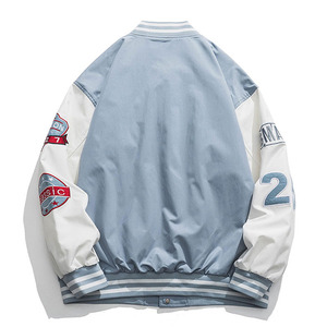 Veste universitaire pour homme, design brodé avec lettre A, bleu marine et blanc, style décontracté, veste bomber style universitaire - Product Image 3