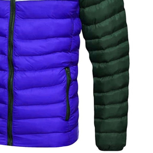 2026 Premium Men's Hooded Puffer Jacket Color Blocking Purple Green Windproof Zipper Closure Casual Winter Jacket Regular Fit - Product Image 6