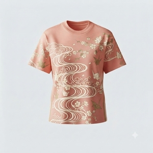 Camiseta de Verano para Mujer, Cuello Redondo, Manga Corta, Corte Regular, Tejido de Punto, 100% Algodón, Casual, Transpirable y de Secado Rápido, Color Rojo Sólido - Product Image 2