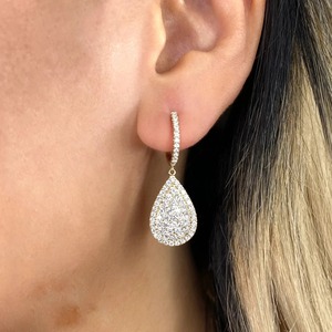 Luxury Pear Cut Diamond Drop Earrings 18K Solid Gold Pave Setting Women's Wedding Jewelry Custom requirements - Product Image 4
