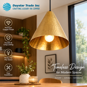 Lámpara Colgante Moderna de Latón Daystar Trade Inc, Luz Blanca Cálida, Lámpara de Techo Metálica para Interiores, Fácil Instalación, CRI 90, 100W - Product Image 1