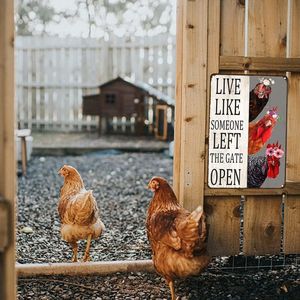 Targa Vintage in Latta, Decorazione Creativa per la Casa, Regalo a Tema Pollo, Recinzione da Fattoria per Cucina e Bagno - Product Image 4