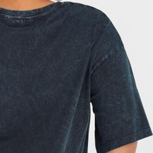 Women's Eco-Friendly 100% Organic Cotton Logo Casual Summer Breathable Nonwoven Solid O-Neck Acid Wash T-Shirt - Product Image 5