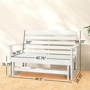 Sedia a dondolo da giardino bianca per cortili e patii - Product Image 6
