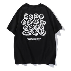 Camiseta Negra Oversize de Poliéster 100% Jersey, Color Sólido, Casual, Cuello en V, Manga Larga, Estampado Puff, Bloques de Color, Estilo Urbano - Product Image 2
