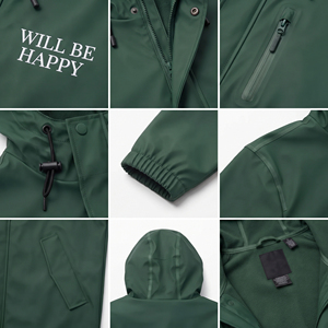 <b>Men</b> Long Hooded <b>Trench</b> <b>Coat</b> Waterproof Outerwear With Pockets Zipper Closure Front Logo Print Windbreaker Hooded <b>Coats</b> - Product Image 6