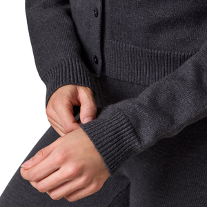 Ensemble haut en tricot côtelé gris anthracite et pantalon évasé pour femme, tenue décontractée confortable et extensible - Product Image 5
