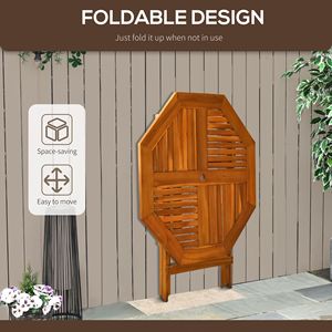 39\" Acacia Wood Outdoor Dining <b>Table</b> with Umbrella Hole Octagon Patio <b>Table</b> in Teak Finish - Product Image 5