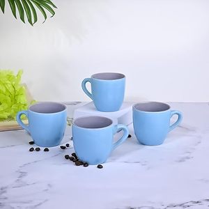 Glossy Sky Blue & Grey Ceramic Tea <b>Cup</b> <b>Set</b> of 6 - Product Image 1