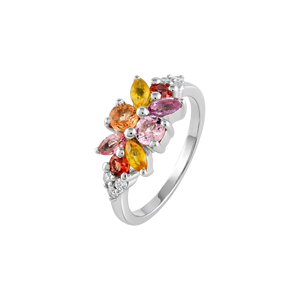 แหวนพลอยไพลินและเพชรหลายเม็ดในตัวเรือนเงินแท้ 92.5 รุ่น KLSR-11830 - Product Image 1