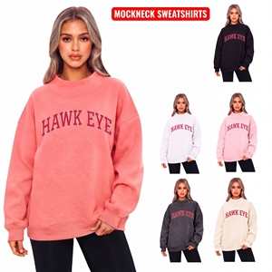 Custom Embroidered Streetwear Soft Cotton Mockneck <b>Pullover</b> Sweater <b>Jumper</b> Fleece Oversized Women Mock Neck Sweatshirt - Product Image 1