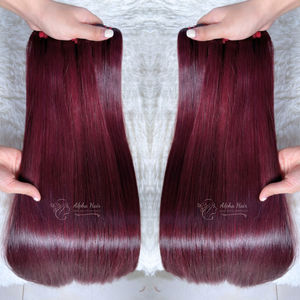 Precioso color vino Premium espejo hueso recto 100% cutícula alineada cabello puro crudo vietnamita extensiones de cabello peluca Frontal - Product Image 2
