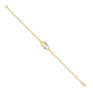 <b>Floating</b> Twin Cluster Diamond Bracelet with Yellow Gold Oval <b>Frame</b> and Minimal Open Center Design - Product Image 4