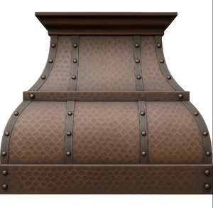 Hotte murale en cuivre martelé pour cuisine, avec commande par bouton, pour usage domestique - Product Image 2