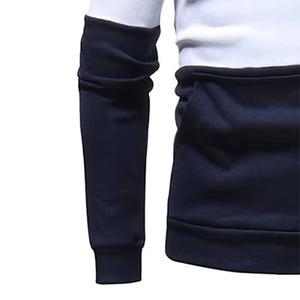 Sudadera con capucha de forro polar para hombre, de tres bloques de color, con paneles en contraste y patchwork, corte ajustado, de tejido grueso, lisa, personalizable, EE. UU. - Product Image 4