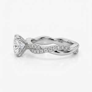 Bague de fiançailles et de mariage vintage en or blanc 14 carats avec diamant de laboratoire certifié IGI, bijoux d'anniversaire - Product Image 2