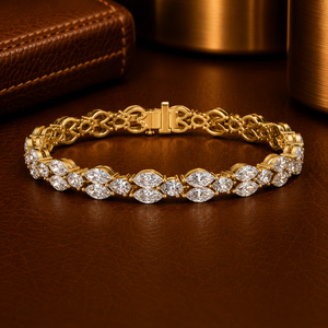 Pulsera de tenis con diamantes cultivados en laboratorio de corte pera y marquesa DEF VVS, oro macizo de 14K, regalo de aniversario, joyería fina personalizada OEM al por mayor - Product Image 1