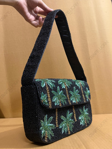Chaînes de sac à main en perles de palmier faites à la main |   Sac à bandoulière grande capacité en perles tropicales pour femmes, vente en gros |   OEM Privé - Product Image 3