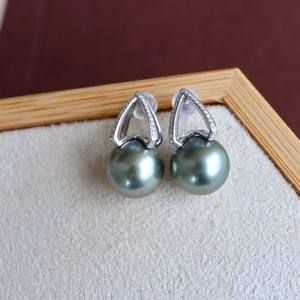 Boucles d'oreilles pendantes en or K 10-9 mm, luxe léger, nouveau produit avec perle d'or naturelle incrustée de fleurs, boucles d'oreilles pendantes exquises en argent 925 - Product Image 2