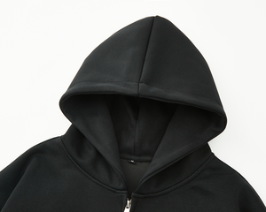 Custom Logo Print 420 Grams Zip-Up Hoodies High Quality Heavyweight Cotton Fleece Oversized Zipper Hoodies - Product Image 6