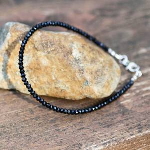 Natural Black Spinel Bracelet Sterling Silver Custom Order Handmade Gemstone Jewelry Gift For Women - Product Image 5
