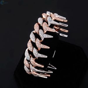 Pulsera Cubana Personalizada con Púas, Chapada en Oro Sólido, con Diamantes Cultivados en Laboratorio, Estilo Iced Out Bling para Hombre - Product Image 5