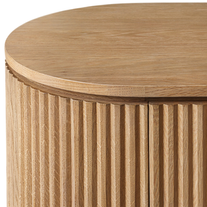 Japandi Minimalist <b>Sideboard</b> Cabinet Solid Teak Vertical Ribbed Curved Corner Natural Wood Finish Premium <b>Storage</b> Furniture - Product Image 5