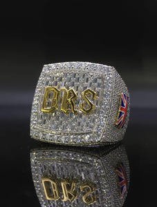 Luxury Moissanite Cocktail Ring 925 Silver 18K Gold Pave Setting Baguette Cut <b>Letter</b> Pattern Men's Gift Jewelry - Product Image 5